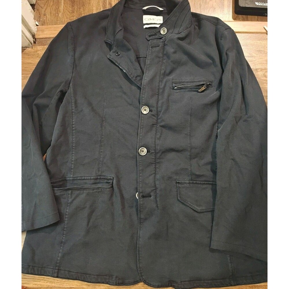 GIMO’S Travel Jacket Lyndhurst Men's 54/XL Gray Full Zip Button Made In Italy
